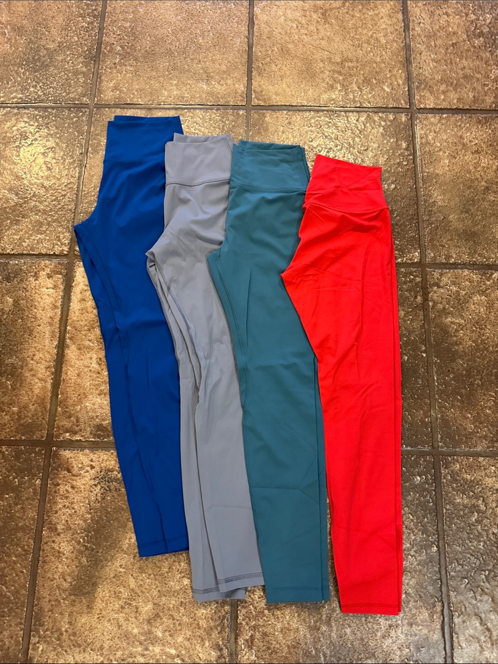 Colorfulka women’s High-Waist Active Leggings - Blue, Gray, Teal,